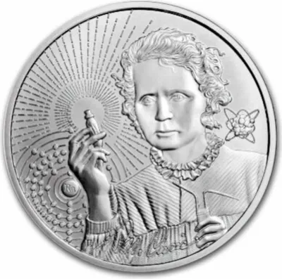 Obrázok produktu pre 1 oz strieborná minca Niue Ikony inšpirácie - Marie Curie 2023 strieborná zberateľská minca 999