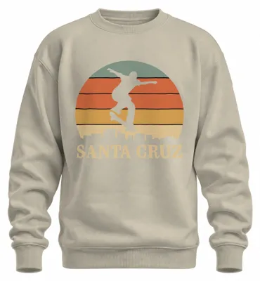 Imagen del producto de Sudadera retro para patinadores de skate, con diseño de atardecer en la playa, estilo vintage, uni, color natural, talla S