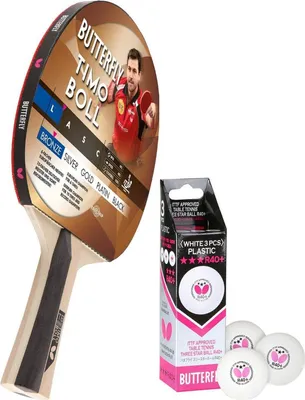 Produktbild von Butterfly 1x Timo Boll Bronze 85011 Tischtennisschläger + 3x 40+ 3*** Tischtennisbälle | Tischtennisset Tischtennis Set TT Tabletennis