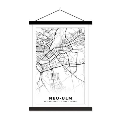 Produktbild von MuchoWow® Textilposter Karte - Neu-Ulm - Stadtplan 40x60 cm mit schwarzem Rahmen - Wanddekorationen