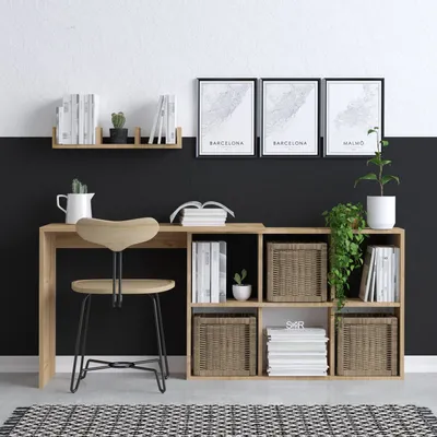 Produktbild von Skye Decor, Blake, Schreibtisch, 100 % MELAMINBESCHICHTETE SPANPLATTEN, Eiche, 74 x 45 x 145 cm