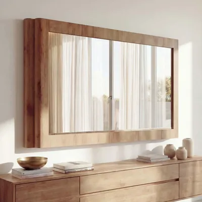 Produktbild von Spiegel MCW-P42, Wandspiegel Garderobenspiegel Flurspiegel, MDF Glas 80x120x10cm Wotan-Eiche-Optik