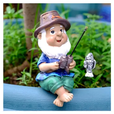 Produktbild von Gartenzwerg Angeln Figur, Outdoor-Skulptur, wasserdicht, Gartendekoration für Haus, Hof, Rasen und Balkon