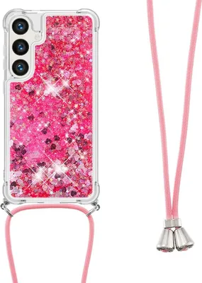 Produktbild von Samsung Galaxy S25 Hülle - Coverup Liquid Glitzer Back Cover mit Handykette - Rosa