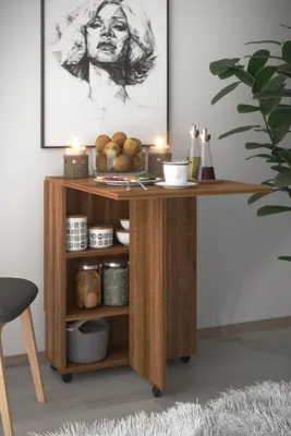 Produktbild von Klappbare Esstisch - Platzsparend - Modernes Design - 140x60x75 cm - Mit Rollen