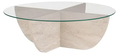 Immagine prodotto di Tavolino in vetro "Liya" 90 x 90 x 30 cm - Travertino
