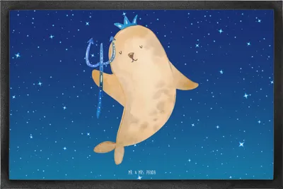Produktbild von Mr. & Mrs. Panda fußmatte Sternzeichen Wassermann 40 x 60 cm - Sternenhimmel Blau - Geschenk, Geburtstag Januar, Schmutzmatte, bodenmatte, Meer, Nix, Februar, Meermann