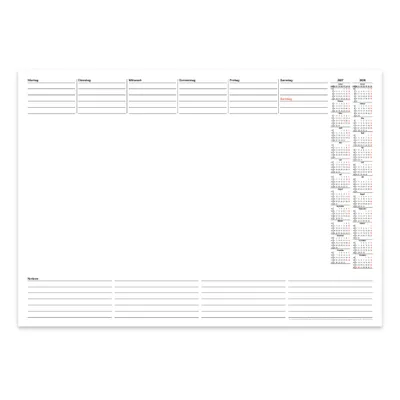 Produktbild von PuK Papier Schreibtischunterlage mit 2 Jahres-Kalender 2027/2028 DIN A2 25 Blatt zum Abreißen mit Wochenplan und Notizen