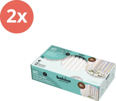 Immagine prodotto di Bolsius Professional - Candele a corona per catering - 60 pezzi per confezione - Bianco - Value pack - 120 pezzi - 2 confezioni