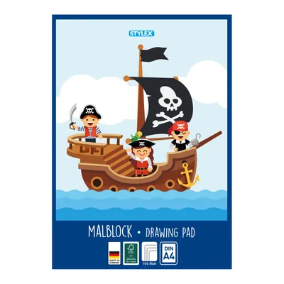 Produktbild von Malblock XL / 100 Blatt / DIN A4 / Zeichenblock / "Piraten"
