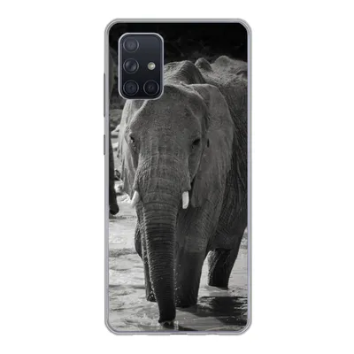 Produktbild von MuchoWow® Handyhülle Schutzhülle Hülle für Samsung Galaxy A51 Elefant - Tiere - Wasser - Schwarz und weiß Silikon Softcase Handy Hülle - Schutzabdeckung