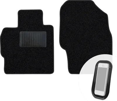 Image de tapis de sol avant moto-MOLTICO Tapis de voiture en velours noir Jeu de tapis de voiture 2 pièces pour Mazda Demio 1998-2001