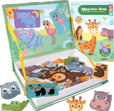 Image de Malplay Jeu de pâturage magnétique Puzzle-Ratling Jouet éducatif "Les animaux" Livre d'habillage Montesorri pour enfants de 3 ans et plus