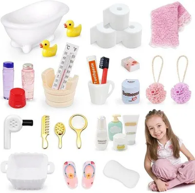 Productafbeelding van Miniatuur Badkamer Accessoires voor Poppenhuis - Decoratie en DIY Set