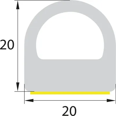Produktbild von DP2 EPDM Moosgummi Halbrundprofil D Profil 20x20 mm selbstklebend Gummidichtung