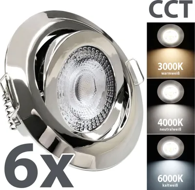 Produktbild von 6x LED Einbaustrahler LUMIRA Ultra Flach 5W 360 Lumen | schwenkbar, einbau 68mm | warmweiß neutralweiß kaltweiß | Einbauspot, Deckenspot,