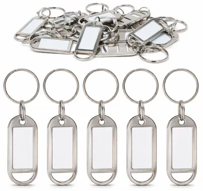 Produktbild von Schlüsselanhänger aus Metall mit Beschriftungsfeld, 5 St., Silber