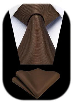 Imagen del producto de Corbata Stabil - Corbata con pañuelo de bolsillo - Corbata formal - Corbata para hombre - De un solo color - Adecuada para bodas - Set de corbata