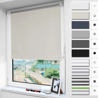 Productafbeelding van Verduisteringsrolgordijn zonder boren, kleur crème, 115 x 130 cm