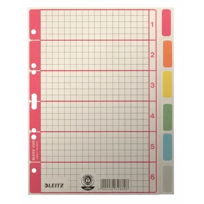 Zdjęcie produktu dla 25x Leitz 4355-00-85 4355 Pusty indeks kartonowy z kolorowym nadrukiem A5 6 arkuszy