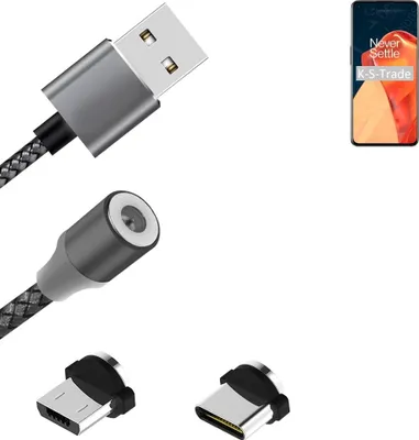 Produktbild von K-S-Trade Hochwertiges Magnet-Lade-kabel Sync-Kabel Daten-Kabel für OnePlus 9 mit USB-Typ-C-Anschluss und Micro-USB-Anschluss 2A bis zu 480mbps