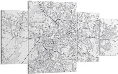 Produktbild von Bild auf Leinwand - Leinwandbild - 4 Teile - Stadt Karte Berlin - 160x90cm - Wand Bild - Wanddeko - Wandbilder - Leinwanddruck - Bilder - Wanddekoration - Leinwand bilder - Wandbild - DL160x90-4681