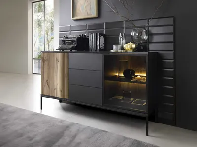 Produktbild von Kommode Sento KSZ-154 schwarz + Wotan Eiche