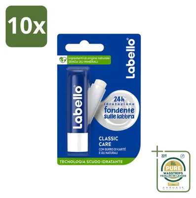 Productafbeelding van 10 x Labello Classic Care lippenbalsem - Verzorgend & beschermend - 5,5 ml - Voordeelverpakking - 10 stuks