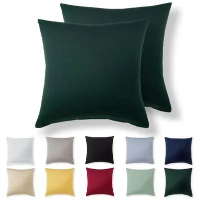 Kissenbezug 60x60 cm, 2er-Set, Jersey-Baumwolle, Waldgrün, mit Reißverschluss