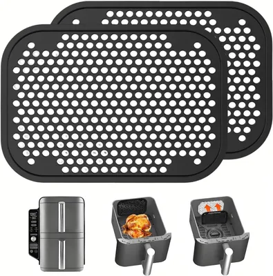 Productafbeelding van Spatbescherming rooster - Vetvanger rooster - Airfryer schoonhouden - Duurzaam herbruikbaar - 2 stuks 13 cm - Zwart