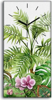 Produktbild von Küche Wohnzimmer Wand Leinwand Uhr 30x60 Gemälde Blumen Blätter Monstera Kunst - schwarze Hände