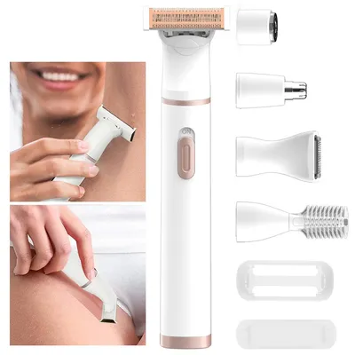 Produktbild von 5-in-1 Elektrischer Rasierer, Damenrasierer, Bikini-Trimmer, Körperhaarentfernung fürIhr Gesicht, Nase, Haare, Augenbrauen, Arme, kabellos, USB Wiederaufladbar