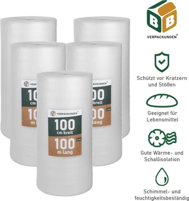 Produktbild von Trittschalldämmung (500 m²) multifunktionale PE-Schaumfolie 2mm für diverse Fußböden und Warmwasserfußbodenheizung Polster BB-Verpackungen