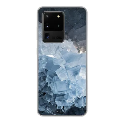 Produktbild von MuchoWow® Handyhülle Schutzhülle Hülle für Samsung Galaxy S20 Ultra Naturstein - Kristall - Blau Silikon Softcase Handy Hülle - Karteninhaber
