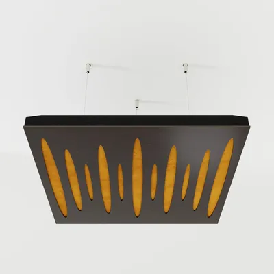 Productafbeelding van Set van 4 akoestische plafondpanelen PULSAR, 50x50x5 cm, wenge/geel