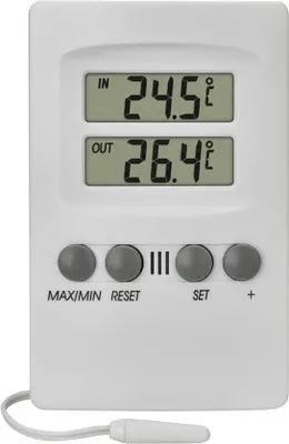Productafbeelding van Digitale Binnen-Buitenthermometer met Waterdichte Snoersensor en Alarm