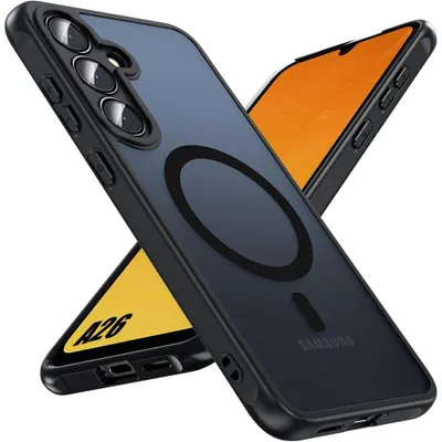 Image de Coque avec Anneau Magnétique pour Samsung Galaxy A26 5G, Protection Hybride Silicone et PC Antichoc Noir