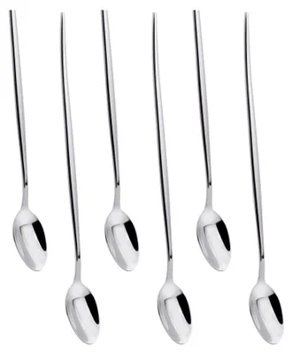 Produktbild von 6-teiliges Set 24CM Langer Löffel, Spitzer Longdrinklöffel für Sundaes und Latte Macchiato, 304 Edelstahl mit Spiegelpolitur & Spülmaschinenfest, Schlankes Design des Essstäbchengriffs