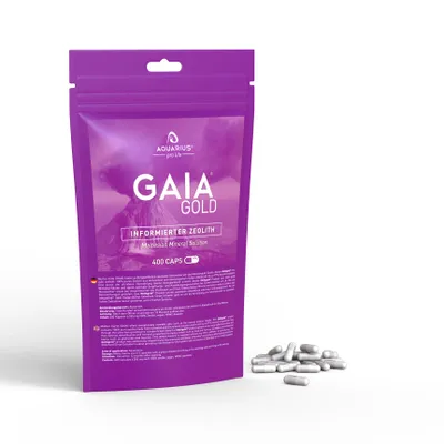 Produktbild von AQUARIUS pro life ® - GAIAgold® CAPS - 400 vegane Zeolith Pulver Kapseln I informiert & energetisiert nach HP E.S. Scheller - optimaler Detox