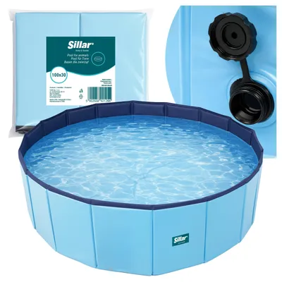 Productafbeelding van Sillar opvouwbaar hondenbad – 100x30 cm – Badkuip voor huisdieren, geschikt voor honden en katten, inhoud 230 liter