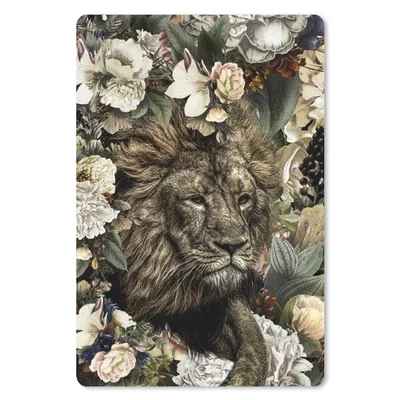 Obrázek produktu pro Podložka pod myš - Lev - květiny - barvy - 18x27cm - Podložka pod myš