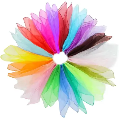 Produktbild von 30 Stück Square Jongliertücher, Bunte Chiffontücher für Tanzen, 60 x 60cm
