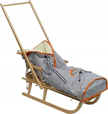 Produktbild von Schlitten mit Winterfußsack Schlitten Holzschlitten mit Rückenlehne Holz; grau