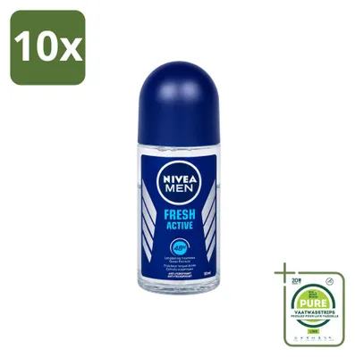 Zdjęcie produktu dla 10 sztuk dezodorantu w kulce NIVEA MEN Fresh Active, 50 ml - opakowanie zbiorcze
