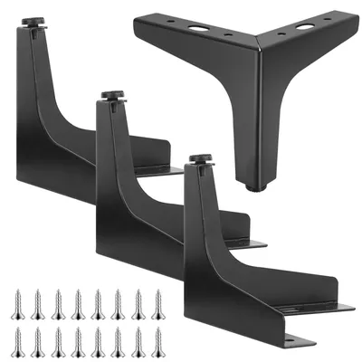 Image de Lot de 4 pieds de meubles noirs de 15 cm