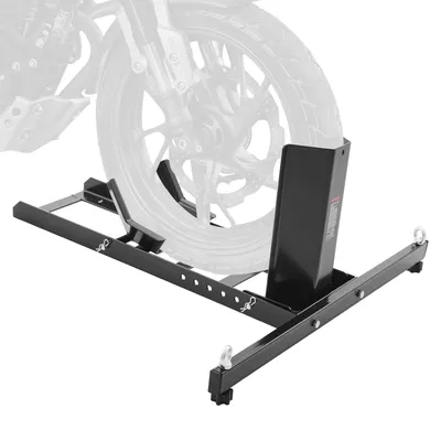 Image de VEVOR Cale de roue avant Béquille de moto 381-558,8 mm Réglable, Béquille de moto Capacité de charge 816,5 kg, Convient pour une largeur de pneu de 76,2-203,2 mm Béquille de paddock avant
