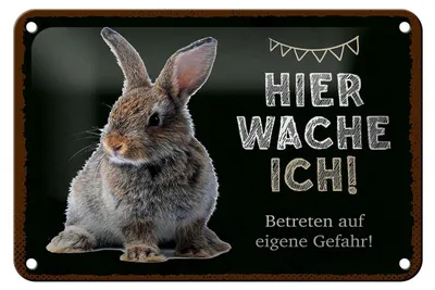 Produktbild von Blechschild Spruch 18x12cm Kaninchen hier wache eigene Gefahr Schild