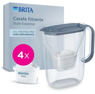 Image de Carafe filtrante BRITA Essential Style bleue à filtration minérale - Capacité 2,4 L (1,4 L d'eau filtrée) - 4 filtres Maxtra Pro Pure Performance
