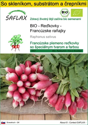 Obrázok produktu pre SAFLAX Kultivačný set - BIO - Reďkovky - Francúzske raňajky - Raphanus sativus - 150 Semená - S mini skleníkom, pestovateľským substrátom a 2 črepníkmi