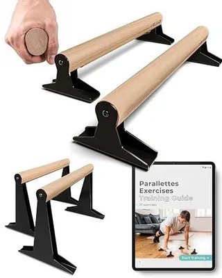 Zdjęcie produktu dla Parallettes drewniane do ćwiczeń gimnastyczne uchwyt ergonomiczny trening